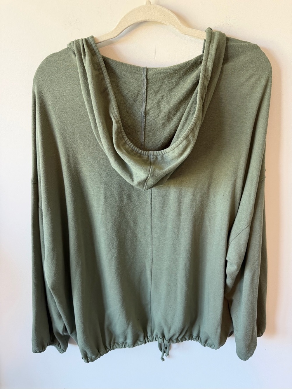 Aerie Olive Green SOFT Drawstring Tie-Bottom Long Sleeve Hoodie - Picture 3 of 6